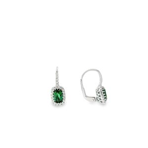 18ct White Gold 1.07ct Green Tourmaline and Diamond 48=0.22ct