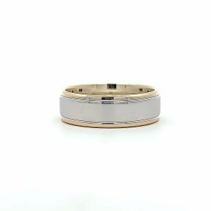 9ct Two Tone Gents Wedding Ring