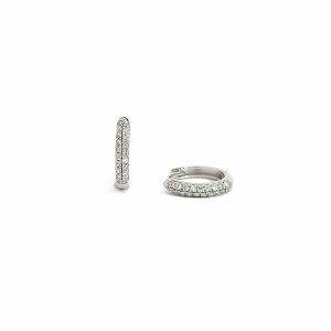 9ct White Gold Two Row Diamond Huggies