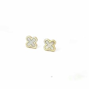 9ct Yellow Mother of Pearl Clover Studs