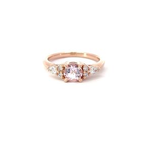 18ct Rose Gold Morganite And Diamond Ring