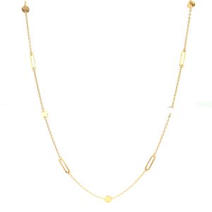 9ct yelliw gold fine paperclip, disc chain.