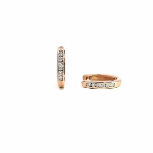 9ct Rose gold Channel set Diamond Huggies