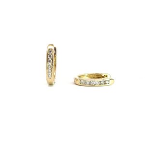9ct Yellow gold Channel Set Huggies